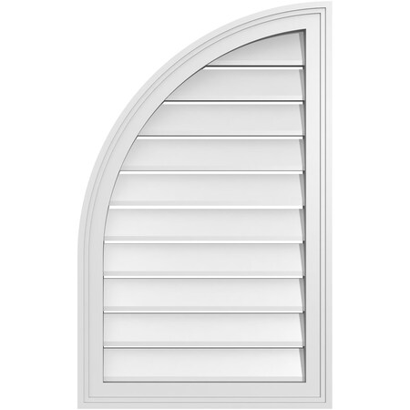 Ekena Millwork Quarter Round Top Left Surface Mount PVC Gable Vent w/ 2"W x 1-1/2"P Brickmould Frame, 20"W x 32"H GVPQL20X3202SF